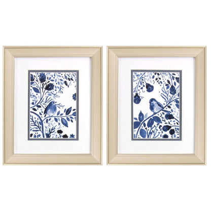 Set Of Two Indigo Song Gold Framed Print Wall Art HomeRoots