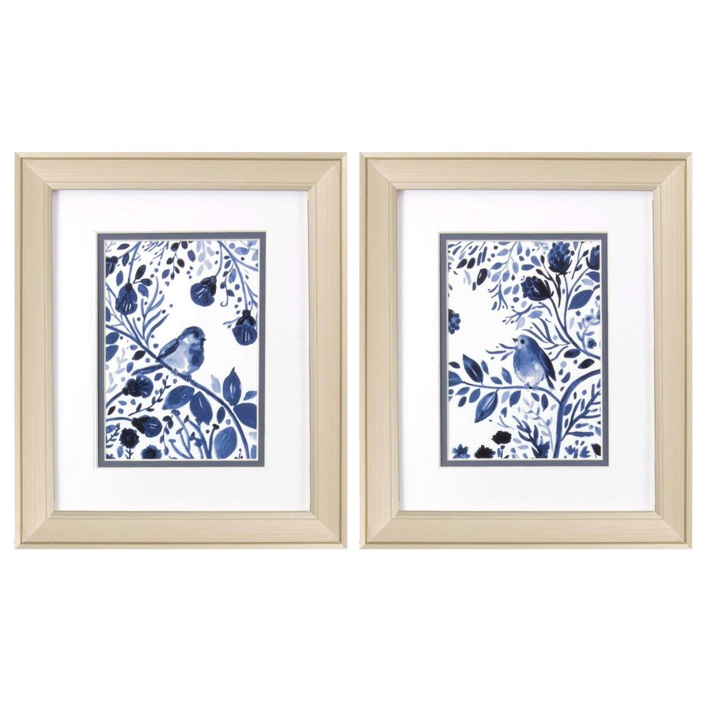 Set Of Two Indigo Song Gold Framed Print Wall Art HomeRoots