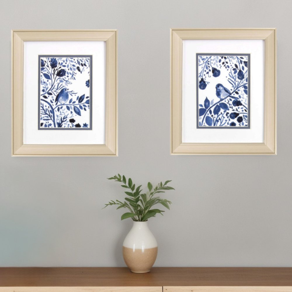 Set Of Two Indigo Song Gold Framed Print Wall Art HomeRoots