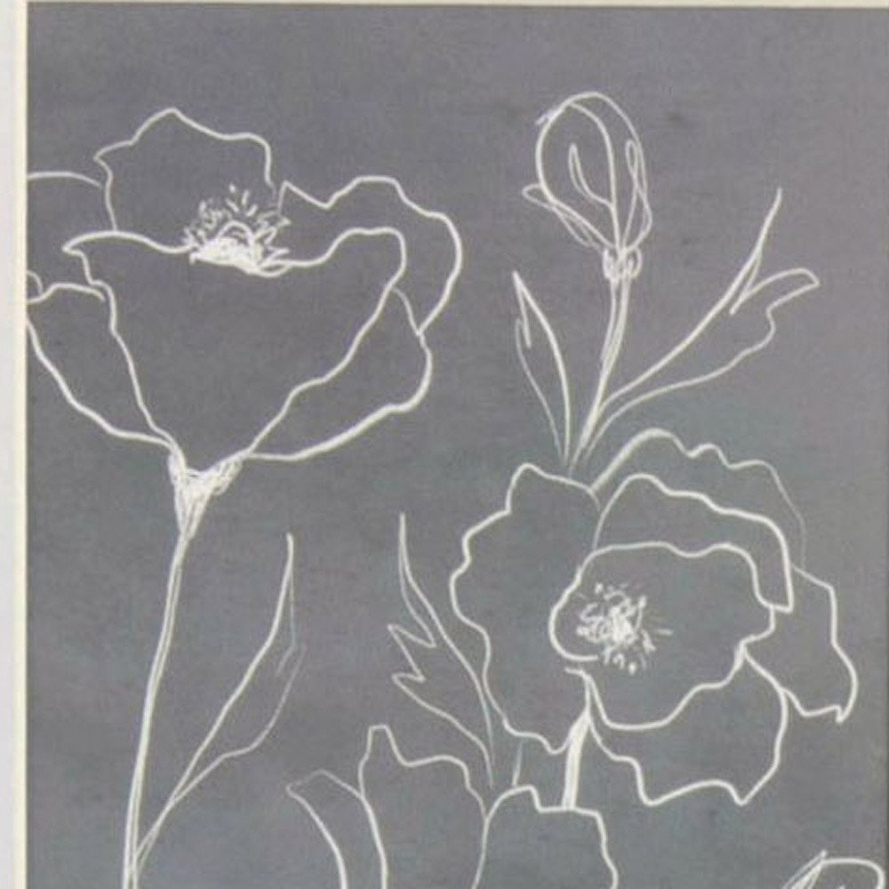 Set Of Two Gray Poppies Sketch White Framed Print Wall Art HomeRoots
