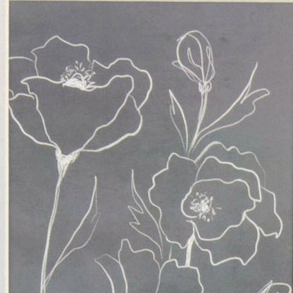 Set Of Two Gray Poppies Sketch White Framed Print Wall Art HomeRoots