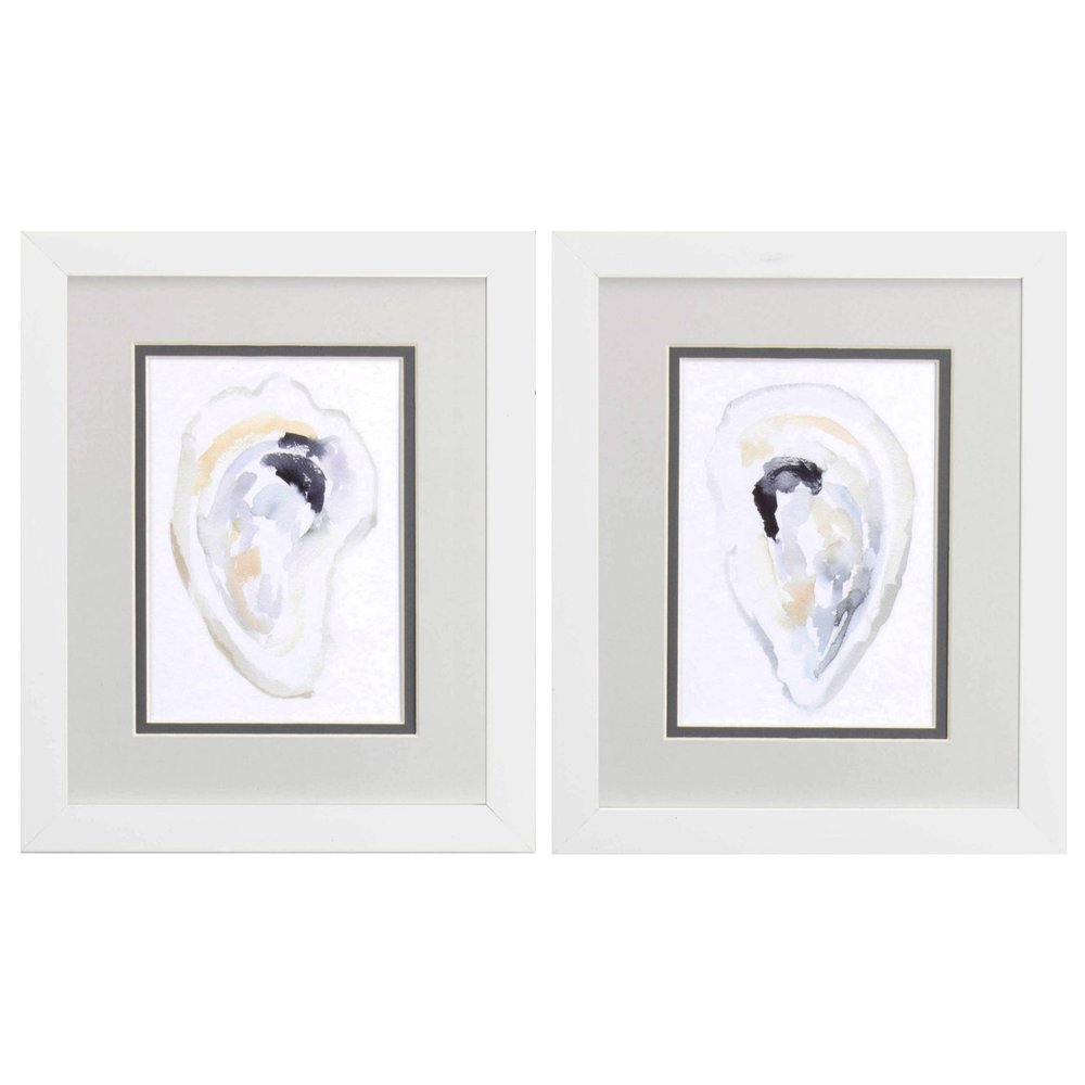 Set Of Two Oyster Shell White Framed Print Wall Art HomeRoots