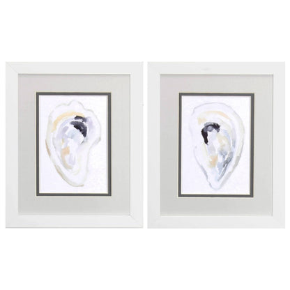 Set Of Two Oyster Shell White Framed Print Wall Art HomeRoots
