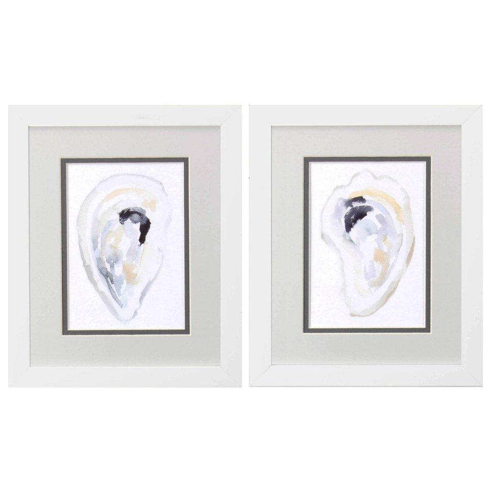 Set Of Two Oyster Shell White Framed Print Wall Art HomeRoots