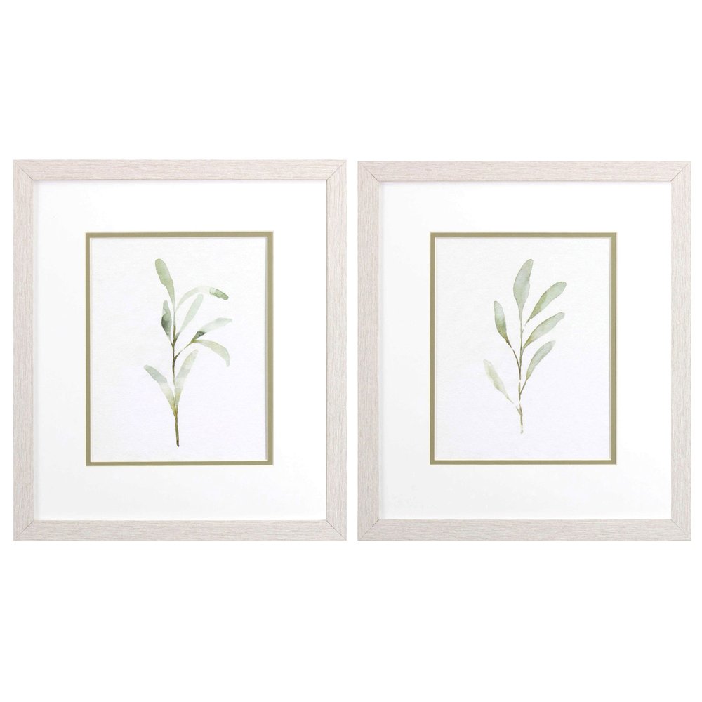 Set Of Two Olive Leaves White Framed Print Wall Art HomeRoots