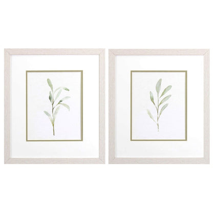 Set Of Two Olive Leaves White Framed Print Wall Art HomeRoots