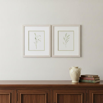 Set Of Two Olive Leaves White Framed Print Wall Art HomeRoots