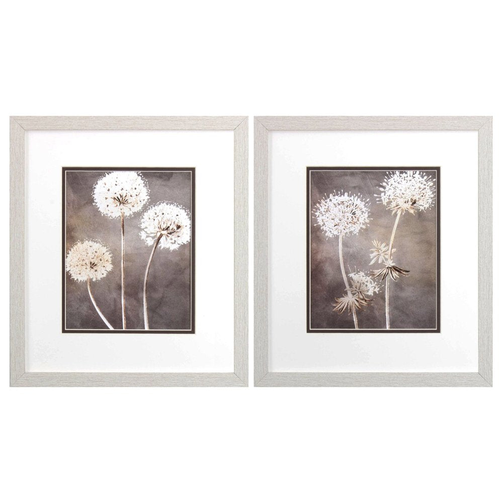 Set Of Two Dandelion White Framed Print Wall Art HomeRoots