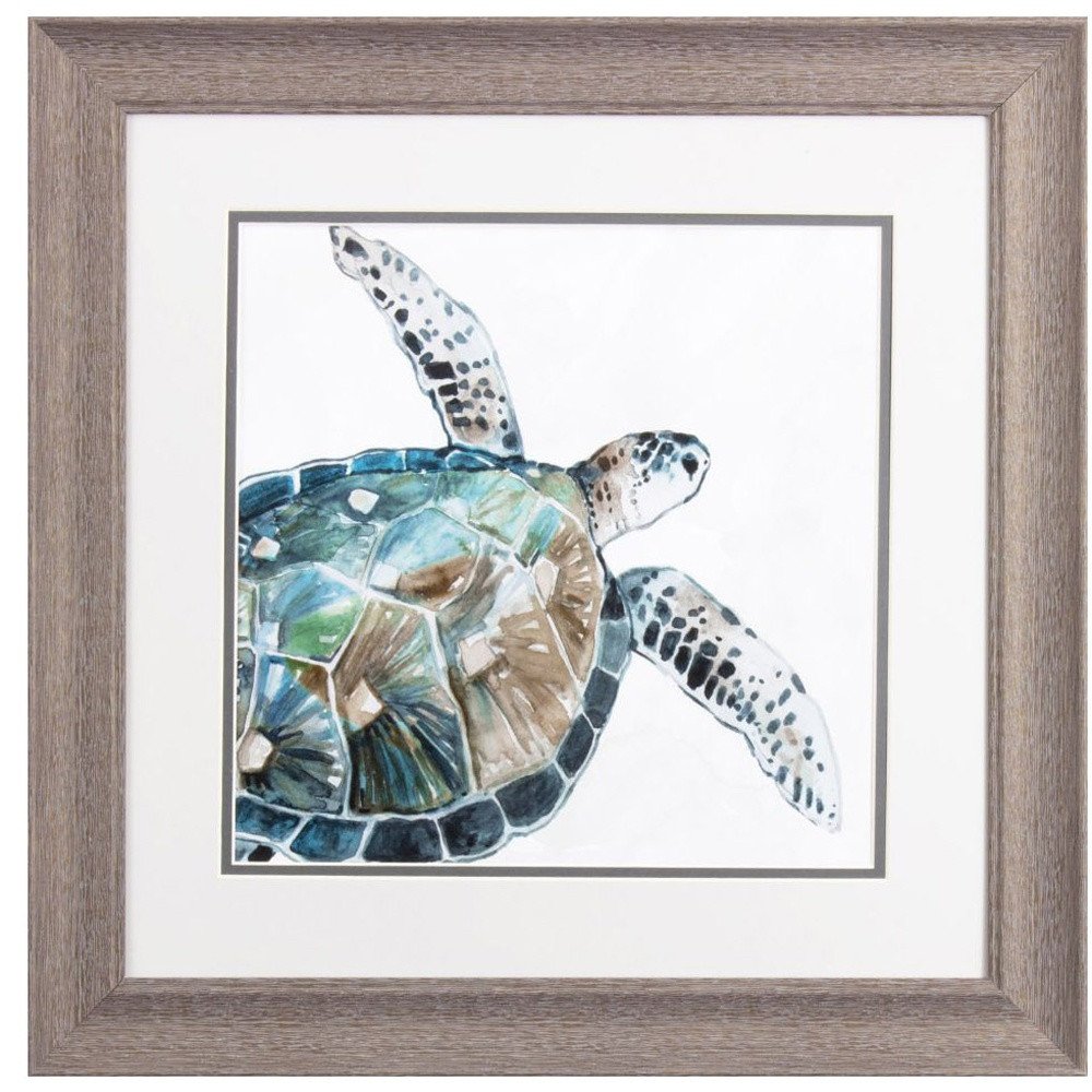 Set Of Two Neutral Sea Turtle Brown Framed Print Wall Art HomeRoots