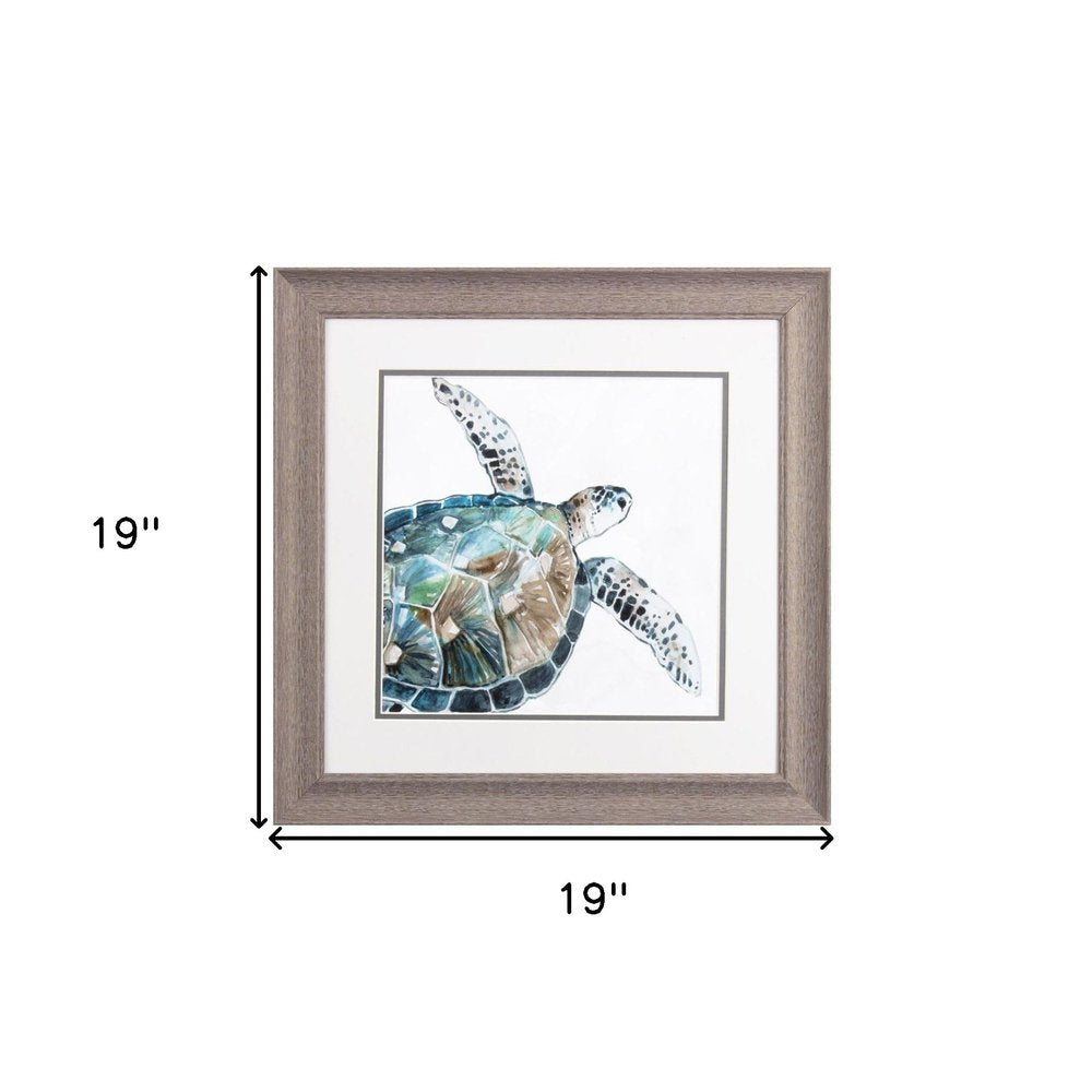 Set Of Two Neutral Sea Turtle Brown Framed Print Wall Art HomeRoots