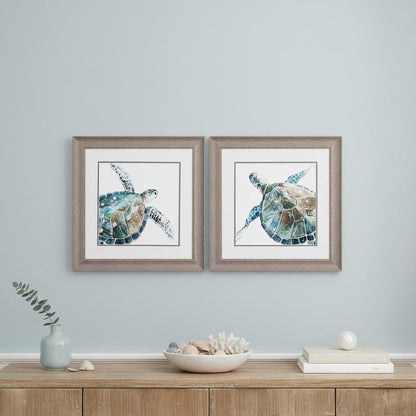 Set Of Two Neutral Sea Turtle Brown Framed Print Wall Art HomeRoots
