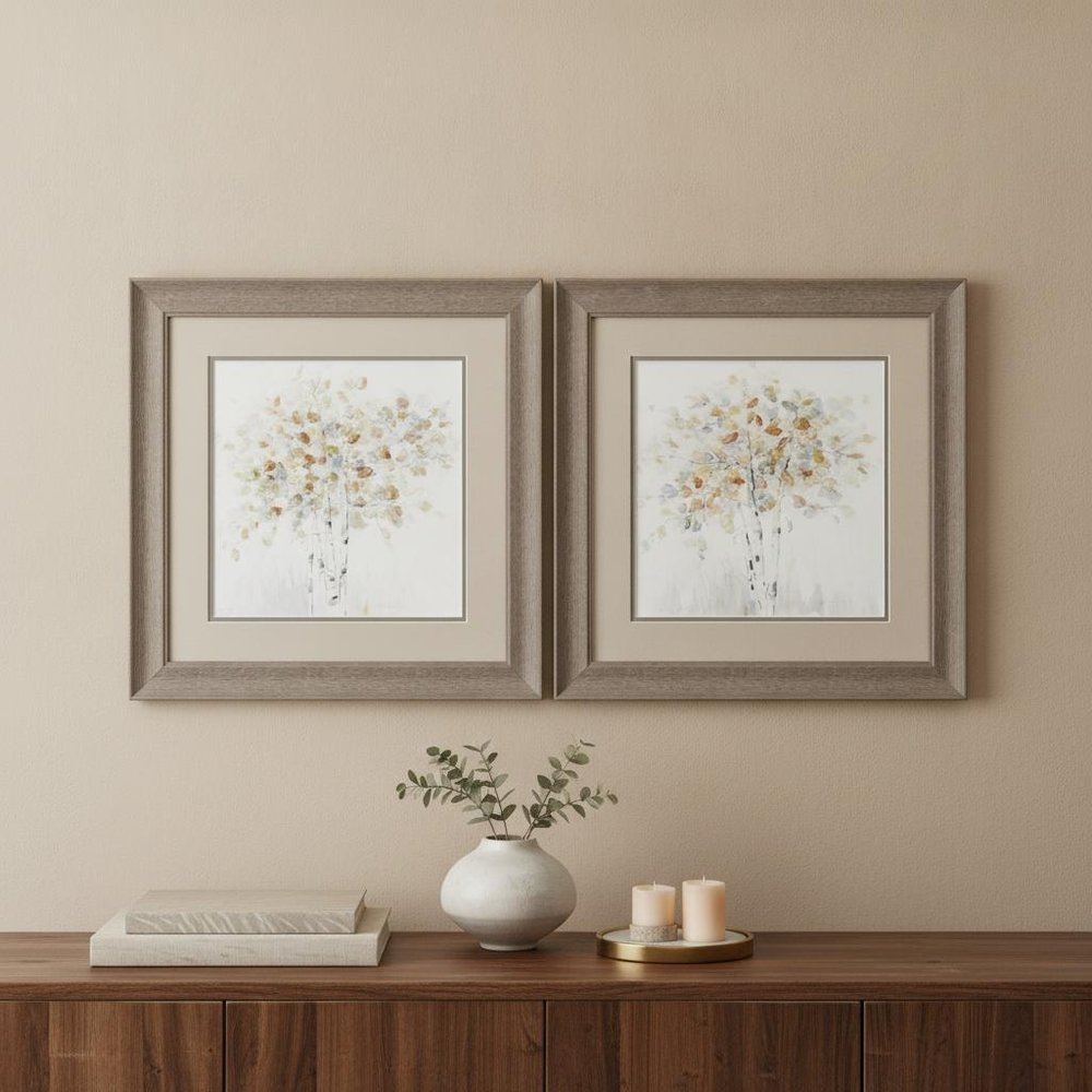 Set Of Two Birch Grove Brown Framed Print Wall Art HomeRoots