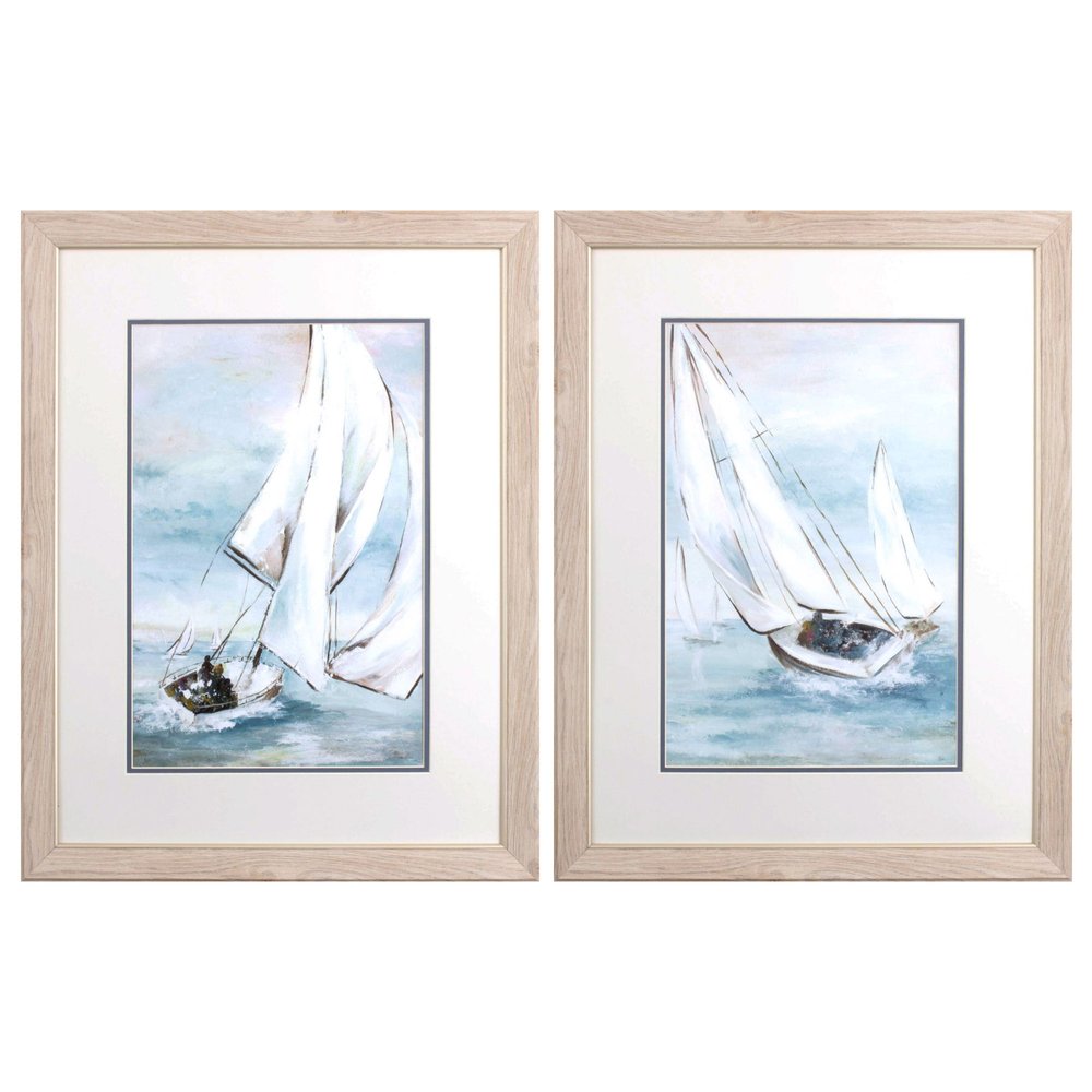 Set Of Two Sail Wind Brown Framed Print Wall Art HomeRoots