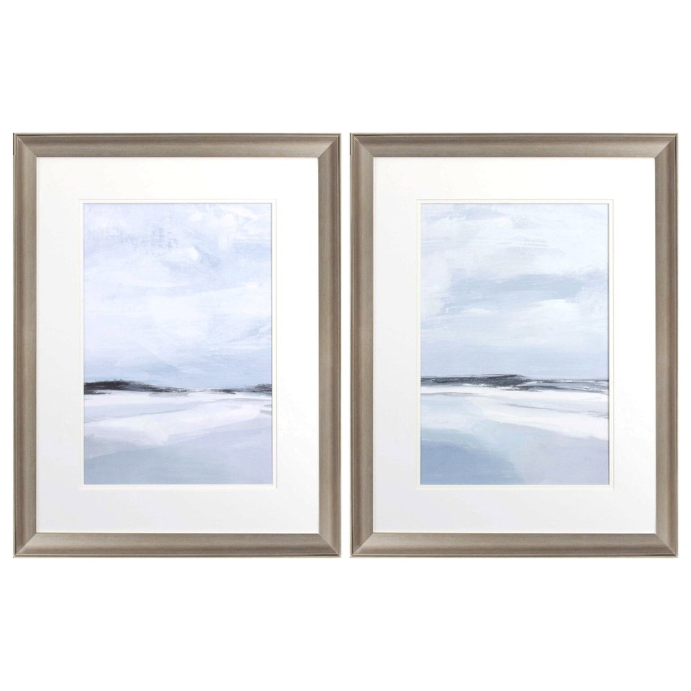 Set Of Two Cirrus Cloud Beach Silver Framed Print Wall Art HomeRoots