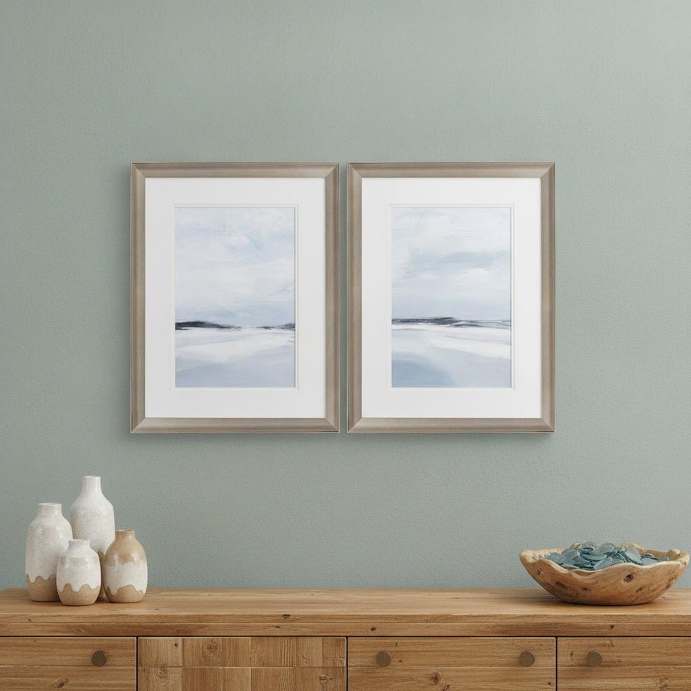 Set Of Two Cirrus Cloud Beach Silver Framed Print Wall Art HomeRoots