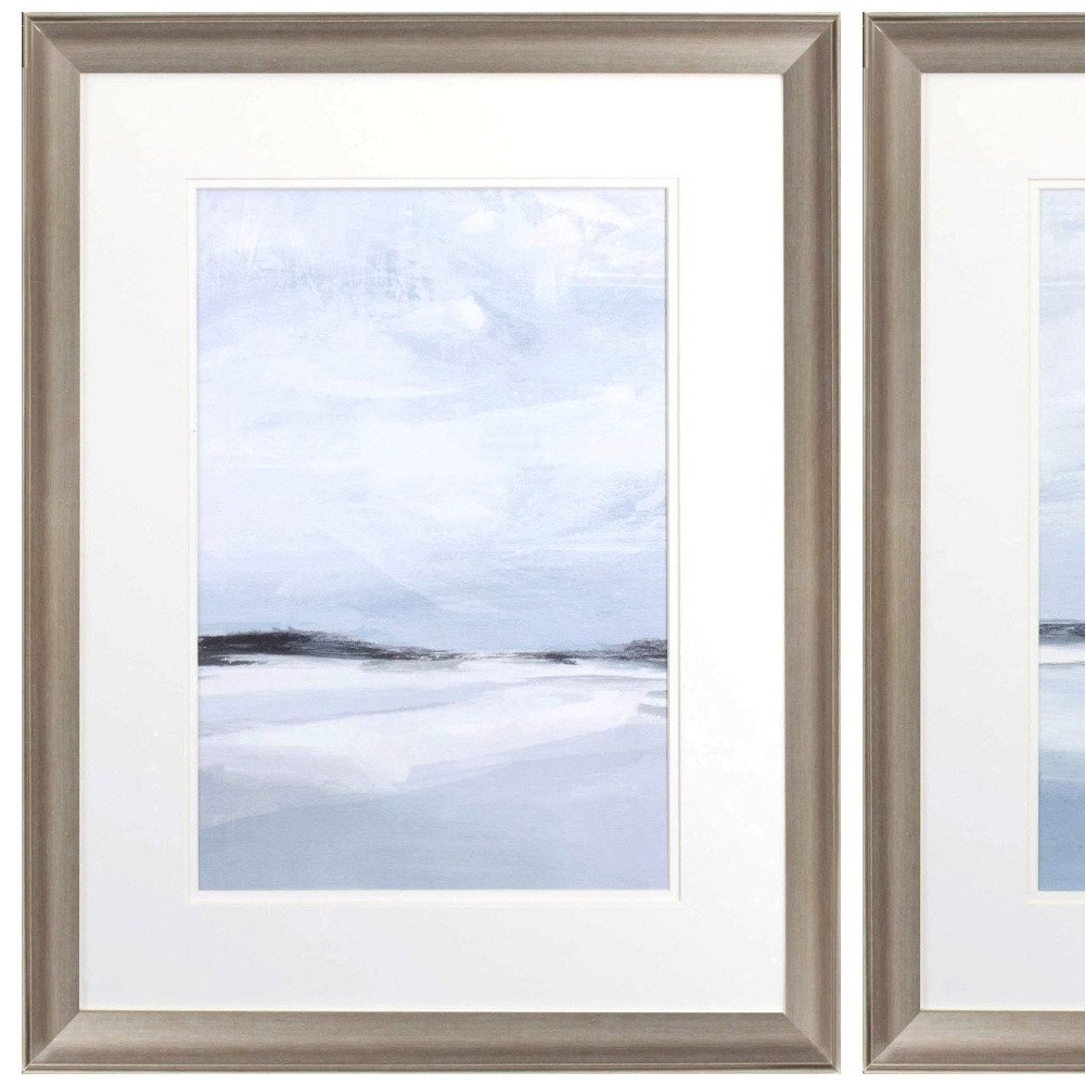Set Of Two Cirrus Cloud Beach Silver Framed Print Wall Art HomeRoots