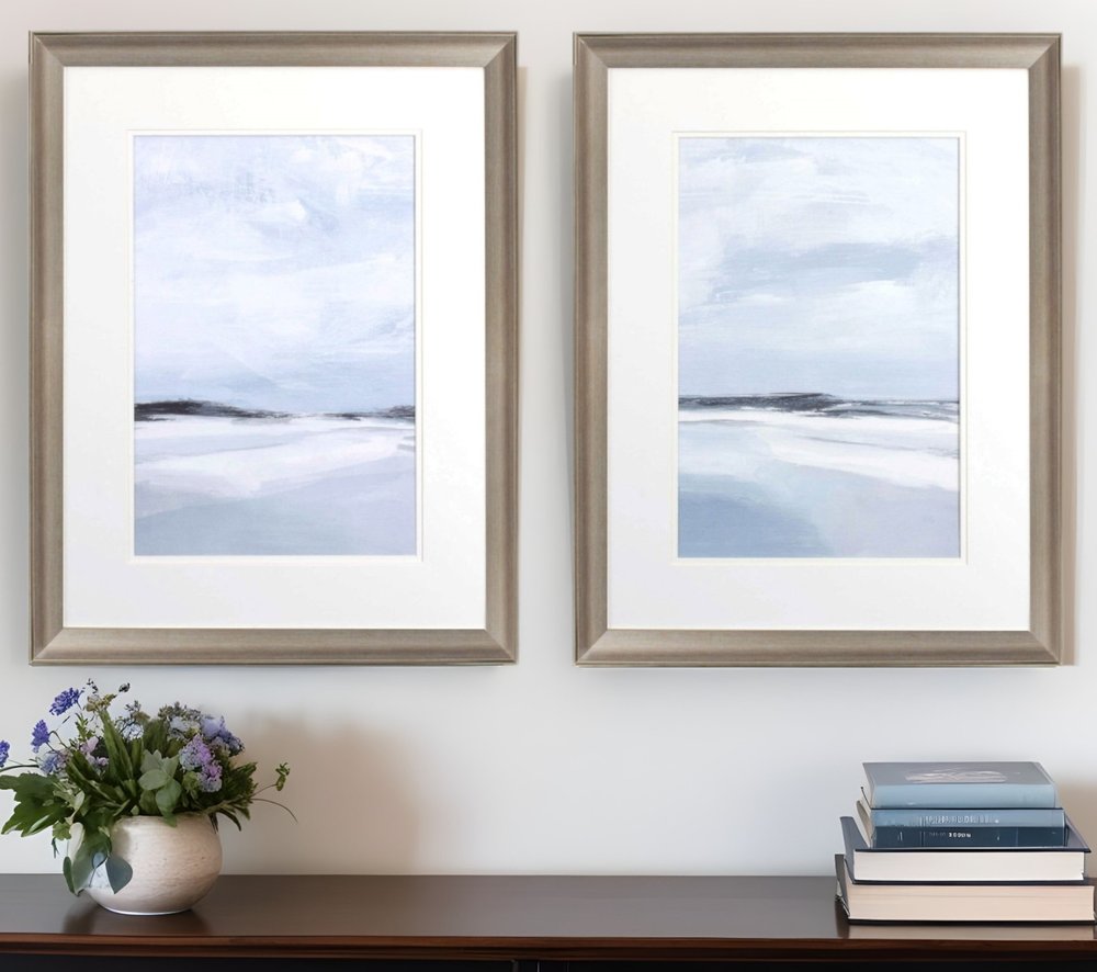 Set Of Two Cirrus Cloud Beach Silver Framed Print Wall Art HomeRoots