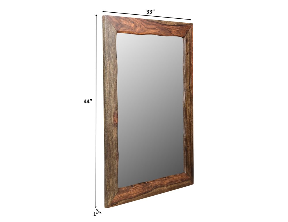 44" Dark Brown Solid Wood Framed Accent Mirror HomeRoots