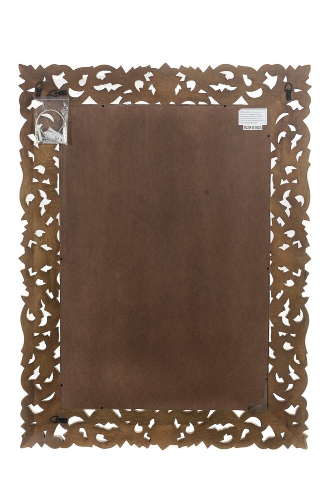 47" Antiqued White Solid Wood Carved Scrollwork Accent Mirror HomeRoots