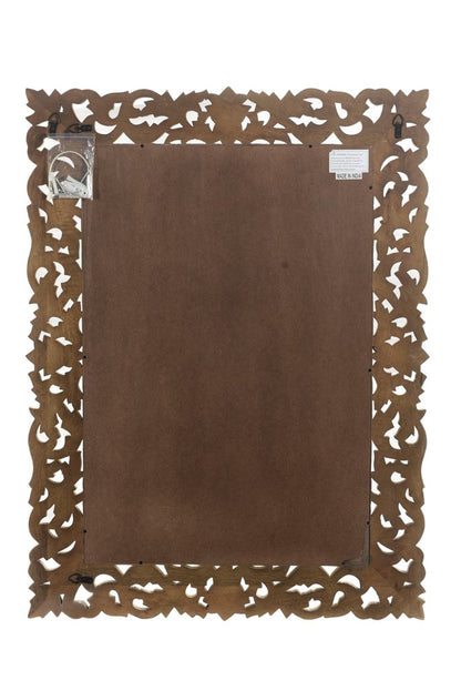 47" Antiqued White Solid Wood Carved Scrollwork Accent Mirror HomeRoots