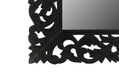 47" Black  Floral Carved Solid Wood Framed Accent Mirror HomeRoots