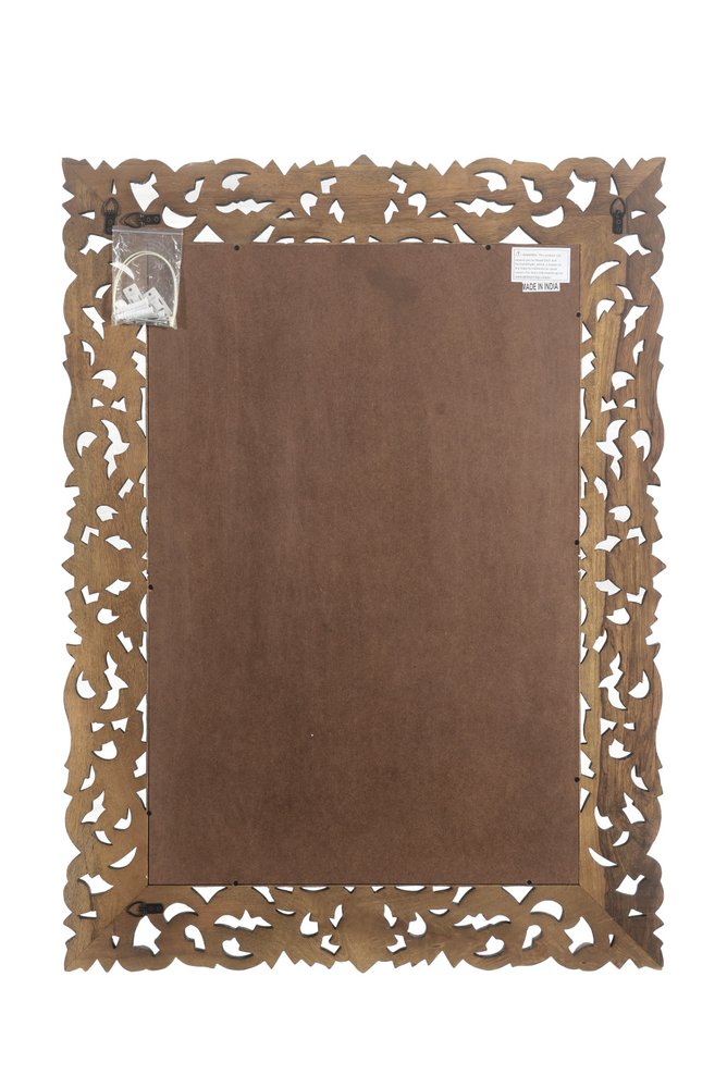 47" Black  Floral Carved Solid Wood Framed Accent Mirror HomeRoots