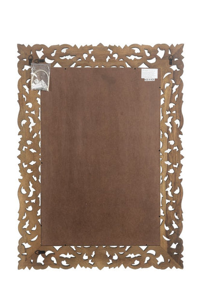 47" Black  Floral Carved Solid Wood Framed Accent Mirror HomeRoots