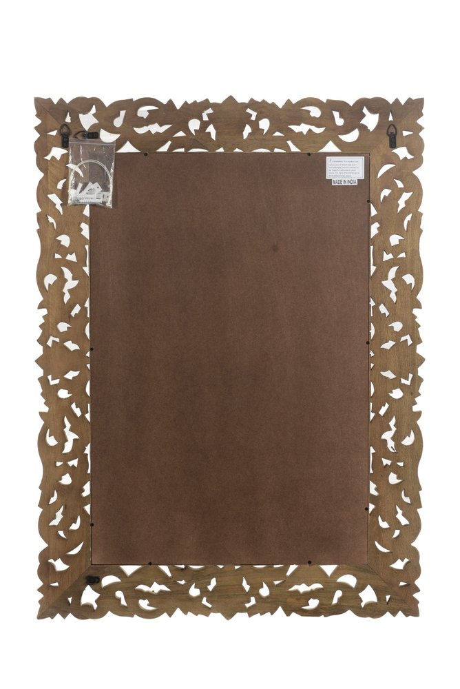 35" Gray Floral Carved Solid Wood Framed Accent Mirror HomeRoots