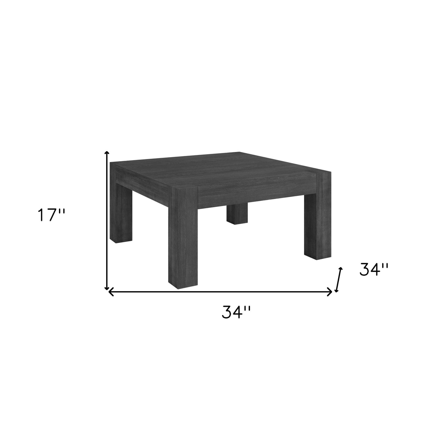 34" Gray Square Coffee Table