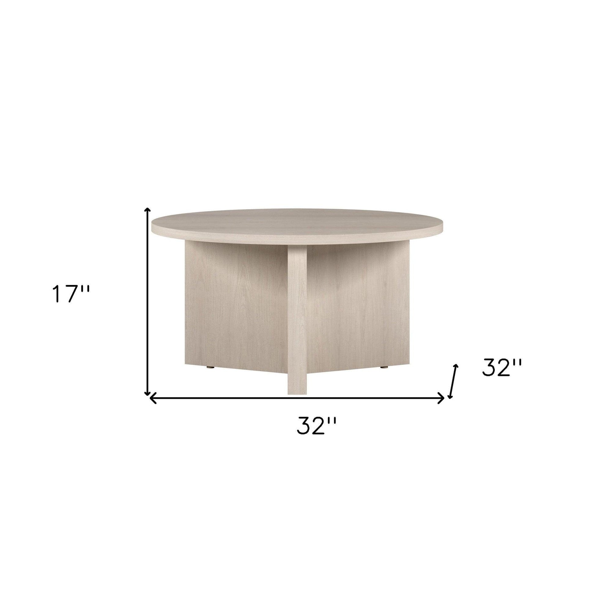 32" White Round Coffee Table - FurniFindUSA