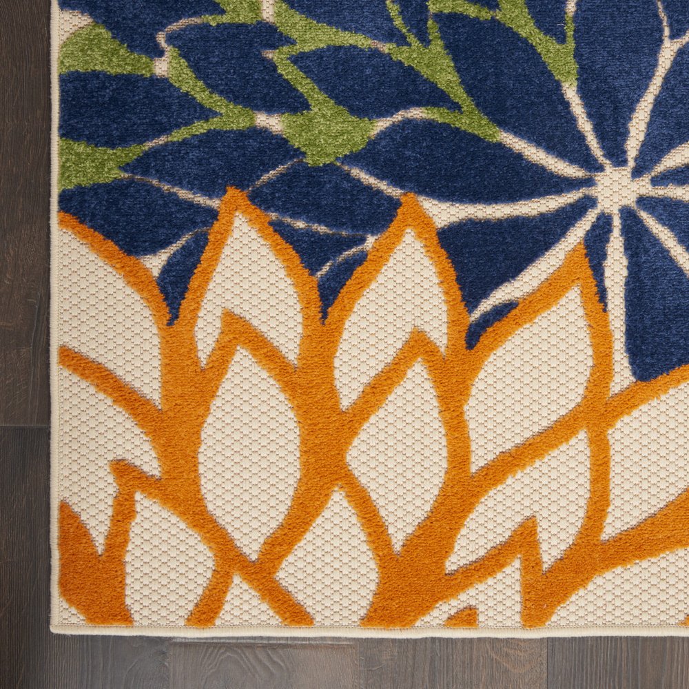 5' Blue And Green Square Indoor Outdoor Area Rug HomeRoots