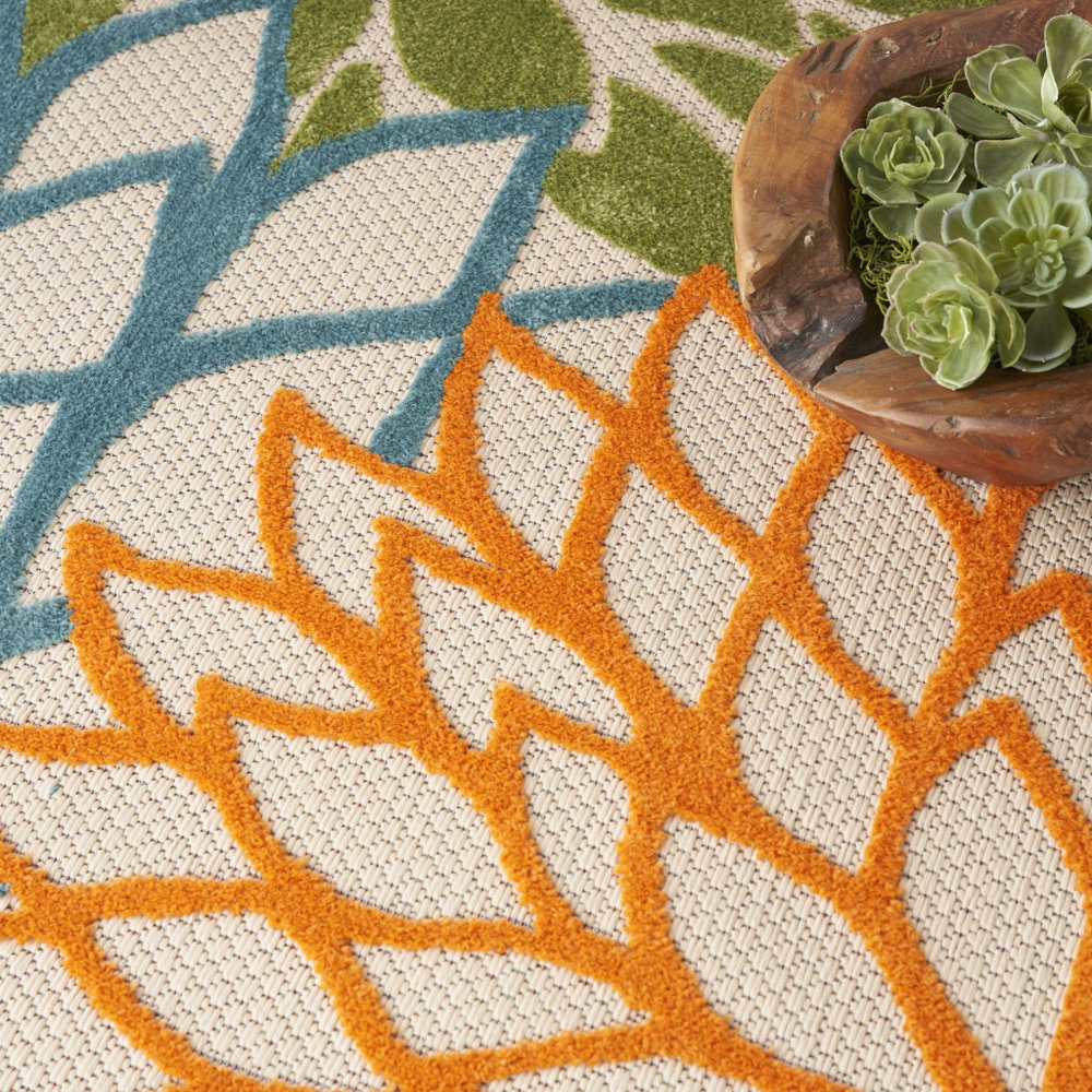 5' Blue And Green Square Indoor Outdoor Area Rug HomeRoots