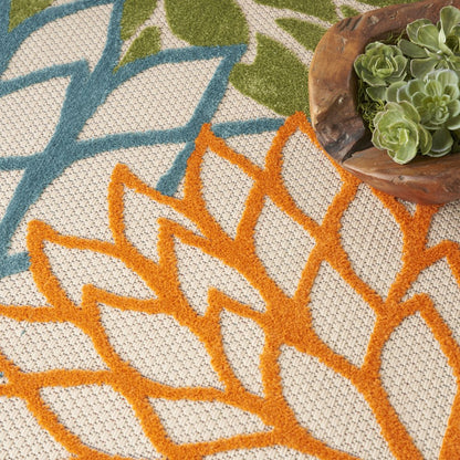 5' Blue And Green Square Indoor Outdoor Area Rug HomeRoots