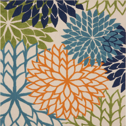 5' Blue And Green Square Indoor Outdoor Area Rug HomeRoots