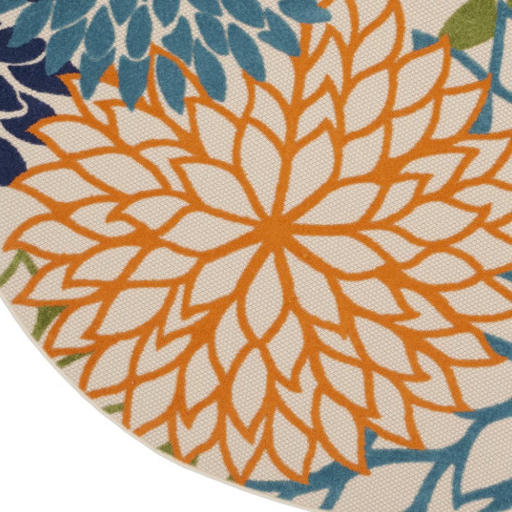 10' Blue And Green Round Indoor Outdoor Area Rug — view 2