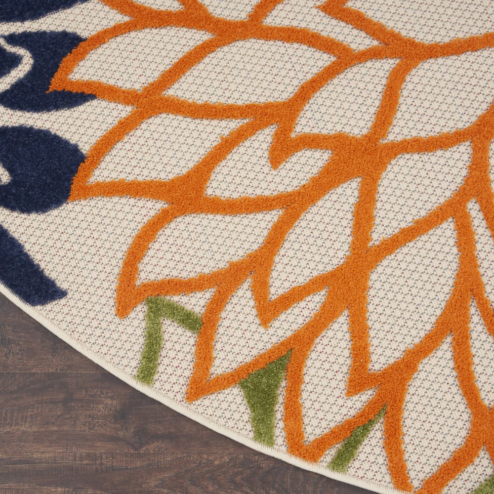 10' Blue And Green Round Indoor Outdoor Area Rug — view 8
