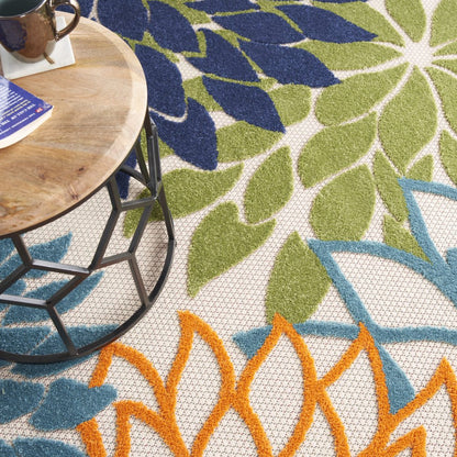 10' Blue And Green Round Indoor Outdoor Area Rug HomeRoots