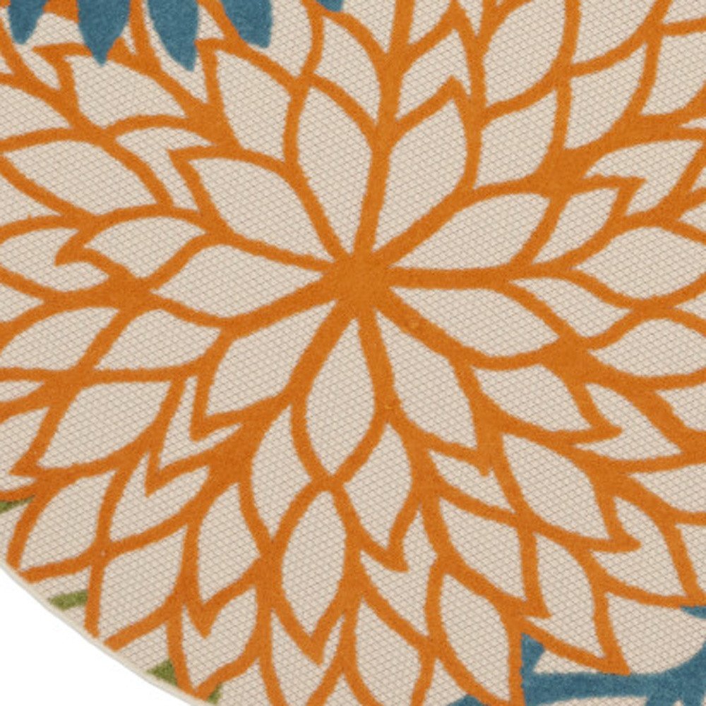 10' Blue And Green Round Indoor Outdoor Area Rug — view 1