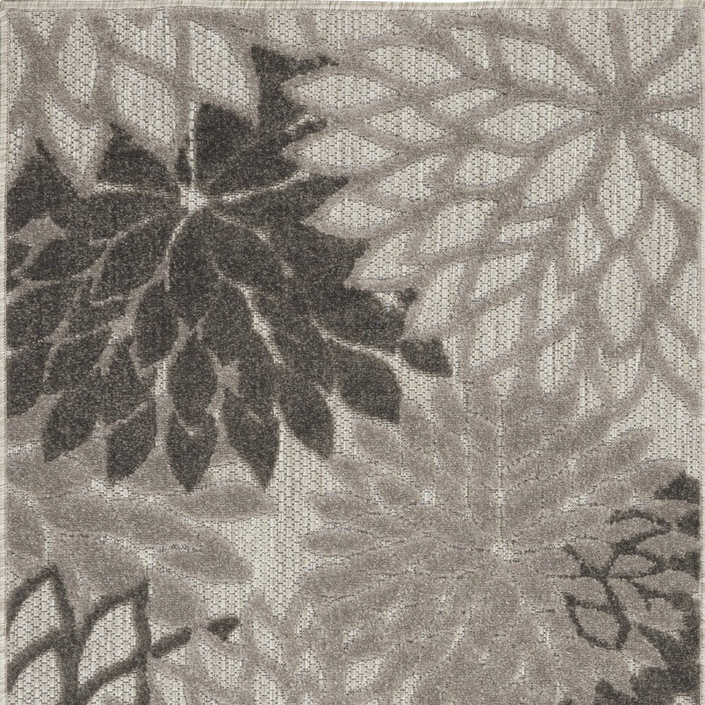 3' X 5' Gray Floral Stain Resistant Non Skid Indoor Outdoor Area Rug HomeRoots