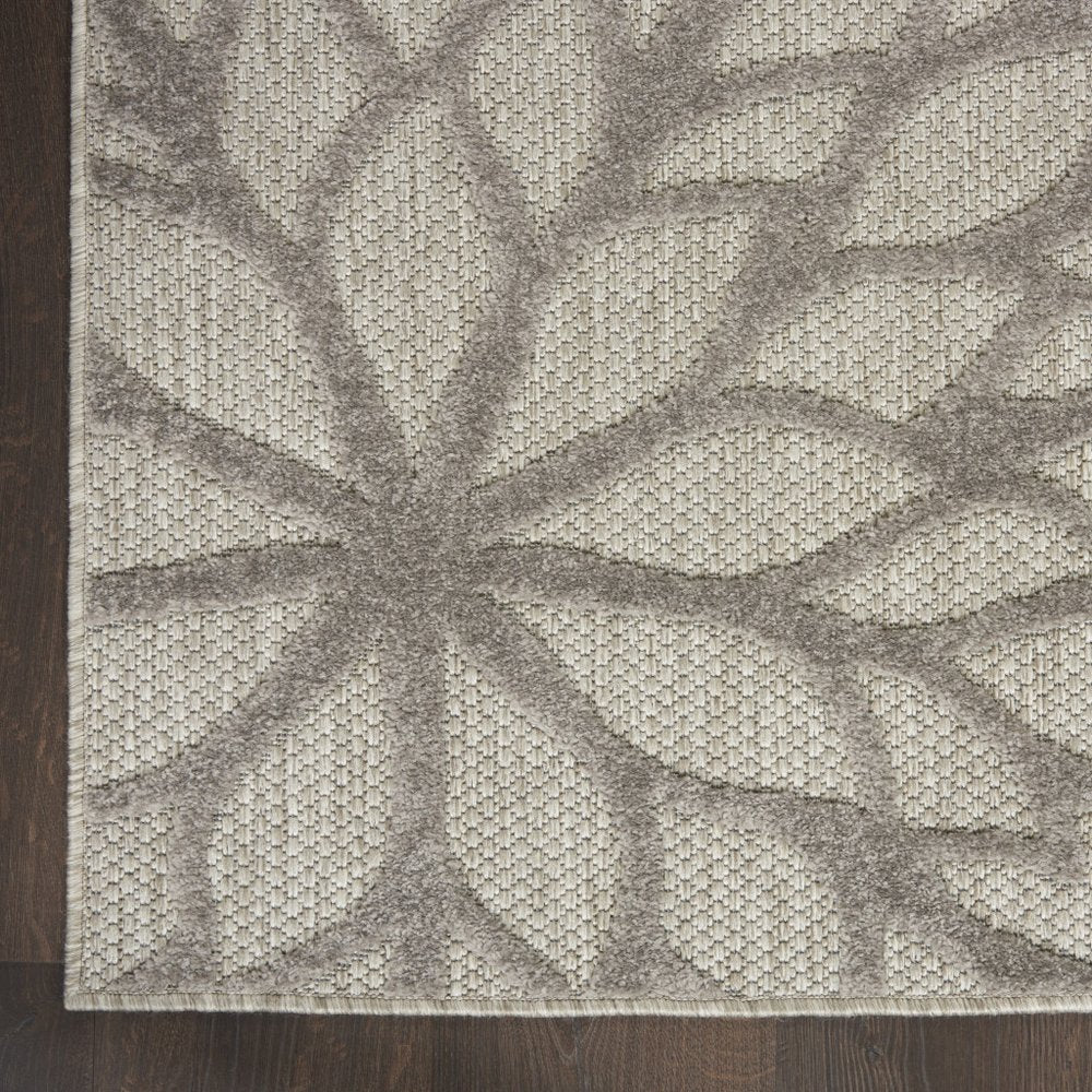 3' X 5' Gray Floral Stain Resistant Non Skid Indoor Outdoor Area Rug HomeRoots