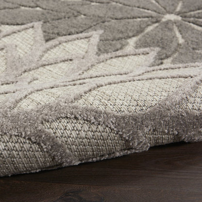 3' X 5' Gray Floral Stain Resistant Non Skid Indoor Outdoor Area Rug HomeRoots