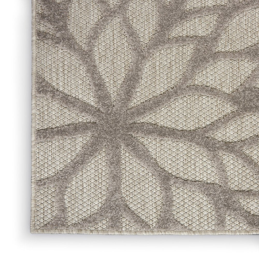 3' X 5' Gray Floral Stain Resistant Non Skid Indoor Outdoor Area Rug — view 5