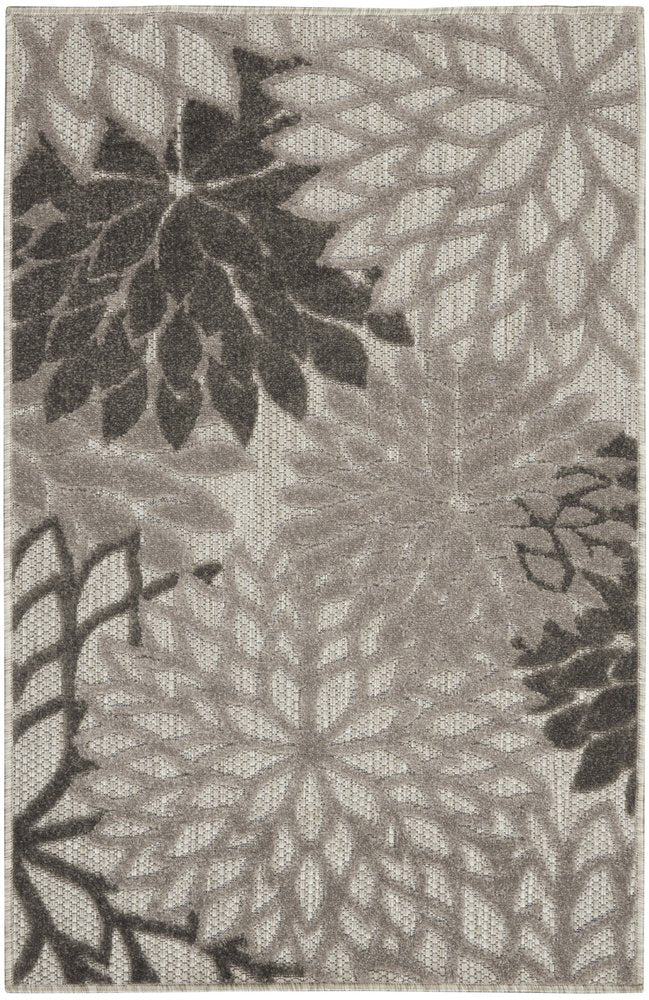 3' X 5' Gray Floral Stain Resistant Non Skid Indoor Outdoor Area Rug HomeRoots