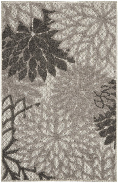 3' X 5' Gray Floral Stain Resistant Non Skid Indoor Outdoor Area Rug HomeRoots