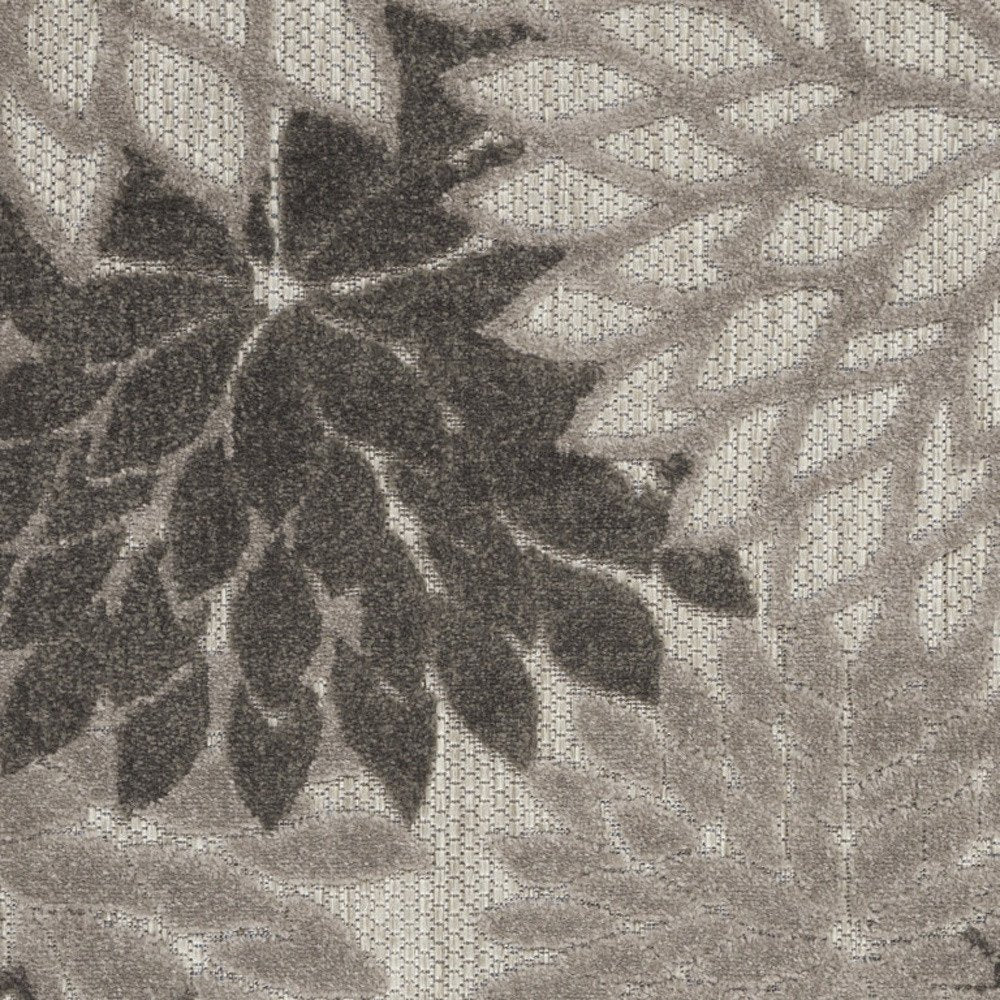 3' X 5' Gray Floral Stain Resistant Non Skid Indoor Outdoor Area Rug HomeRoots