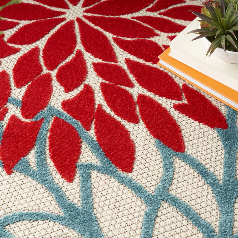 10' X 14' Green Orange And Red Indoor Outdoor Area Rug — view 6