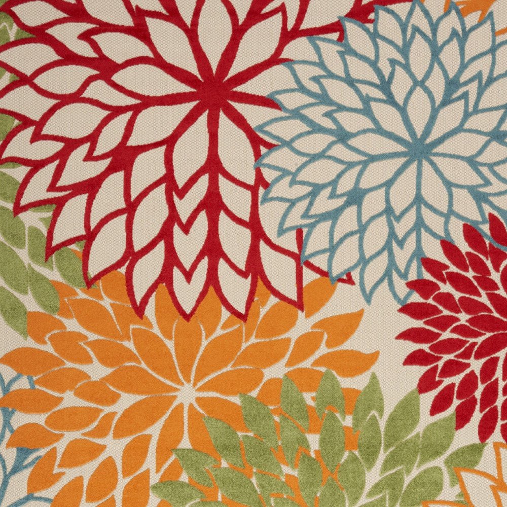 10' X 14' Green Orange And Red Indoor Outdoor Area Rug HomeRoots