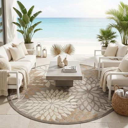 10' Gray and Ivory Indoor Outdoor Area Rug HomeRoots