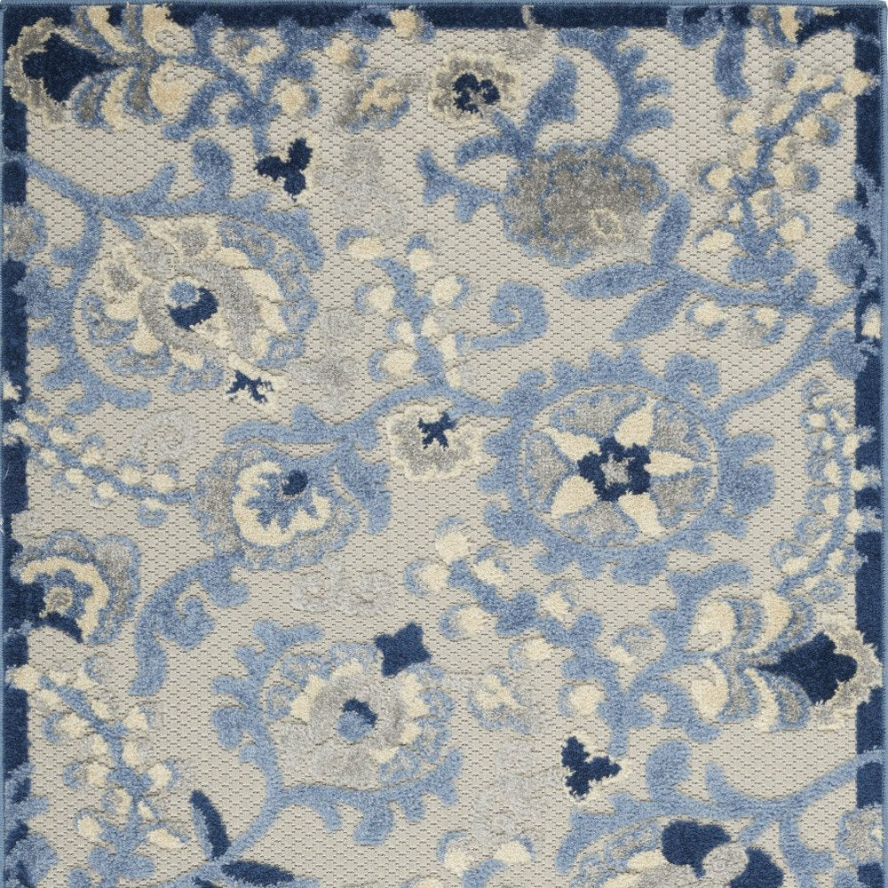 3' X 5' Blue And Gray Floral Power Loom Area Rug — view 3