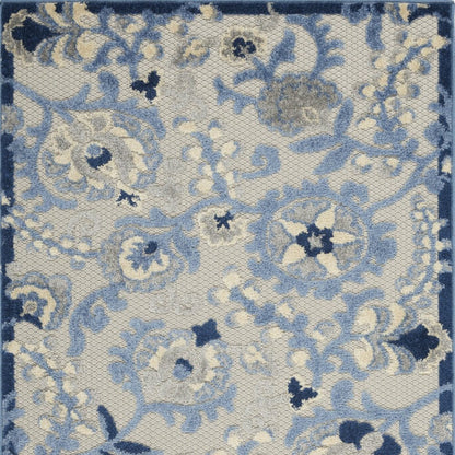 3' X 5' Blue And Gray Floral Power Loom Area Rug HomeRoots